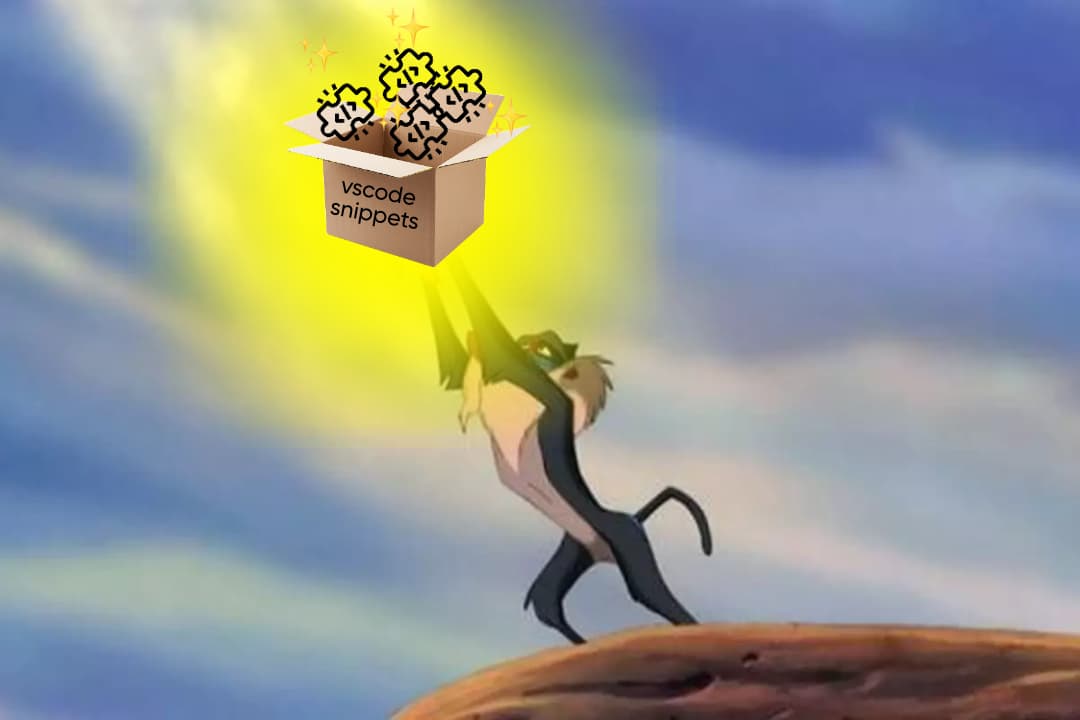 El mono de El Rey León sosteniendo una caja con extensiones de VSCode saliendo de ella.